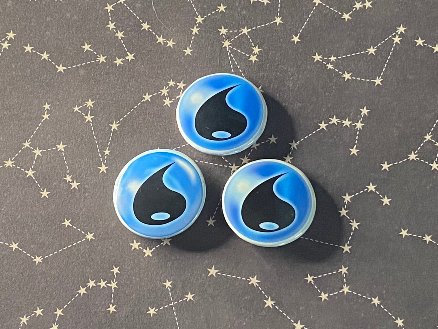 Water Energy - Upcycled Pokémon Card Button Pin