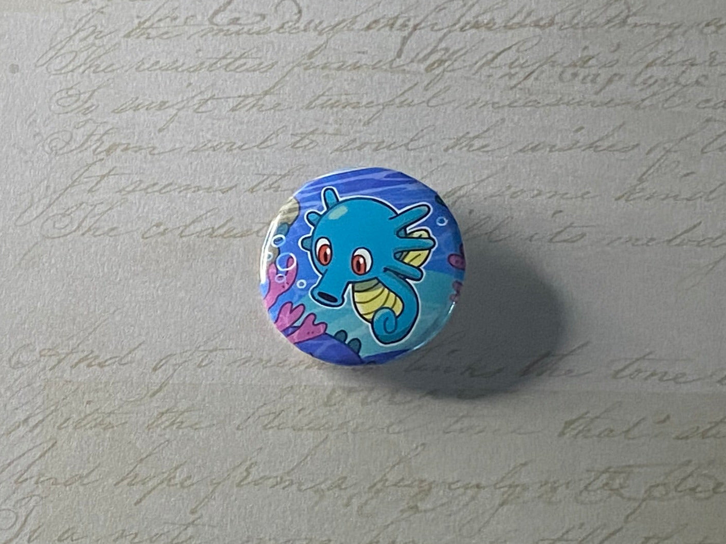 #116 Horsea - Upcycled Pokémon Card Button Pin