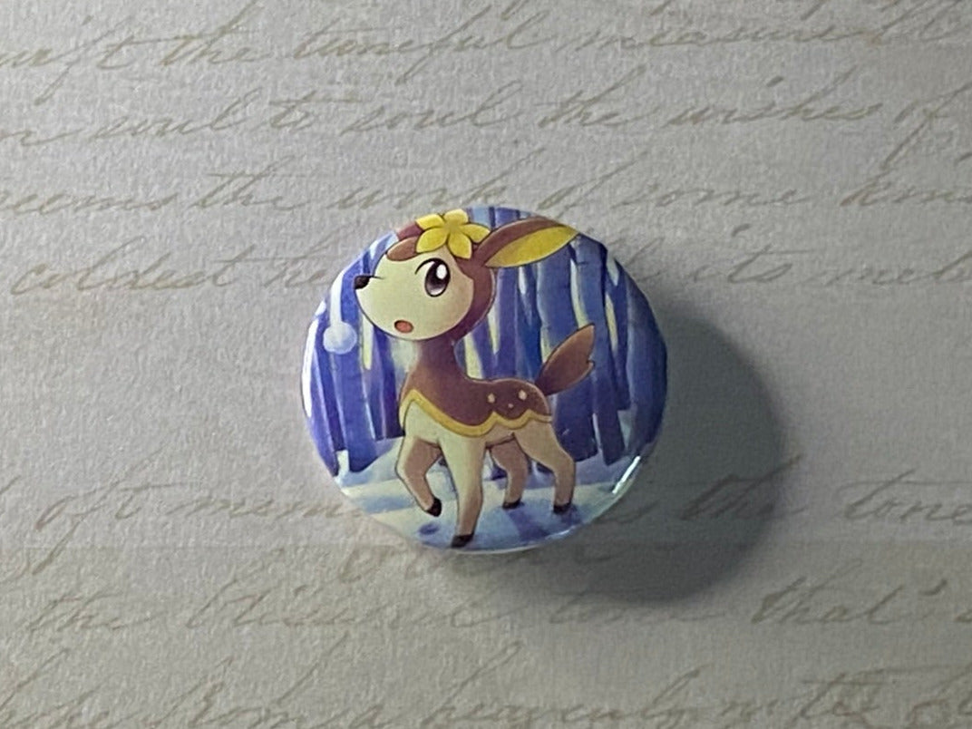 #585 Winter Deerling - Upcycled Pokémon Card Button Pin