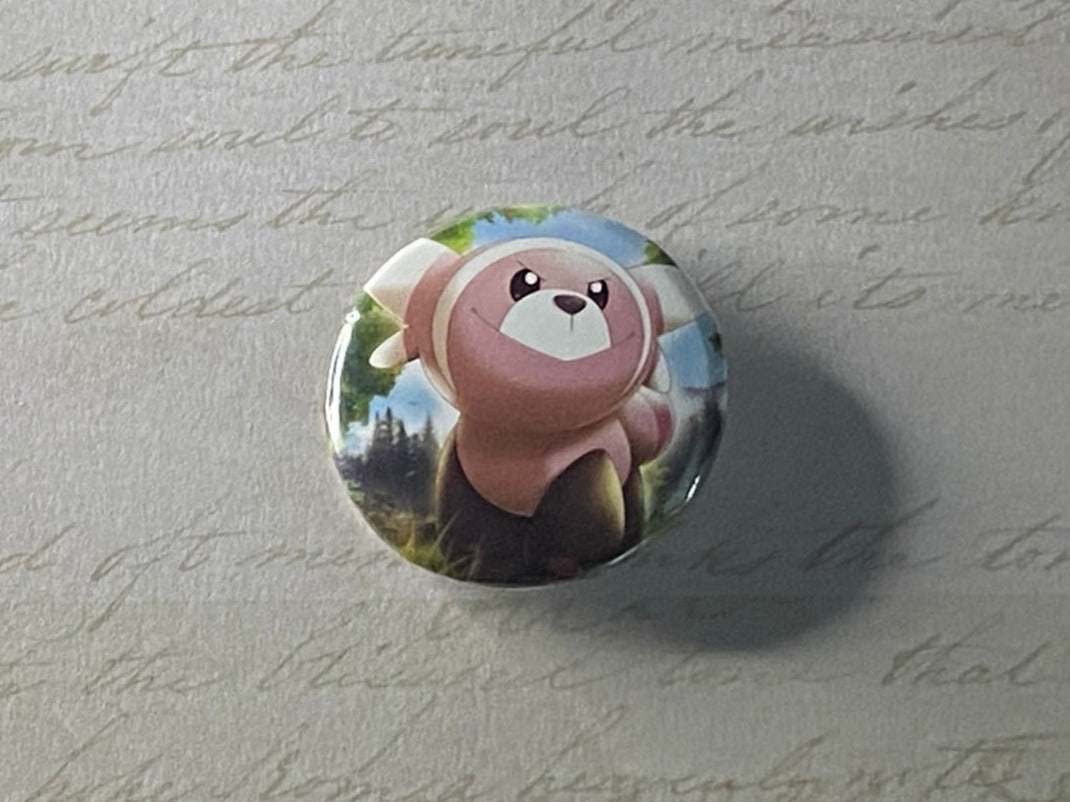 #759 Stufful - Upcycled Pokémon Card Button Pin