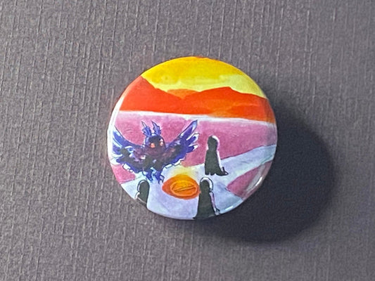 Mothman Crossroads - Upcycled MetaZoo Card Button Pin