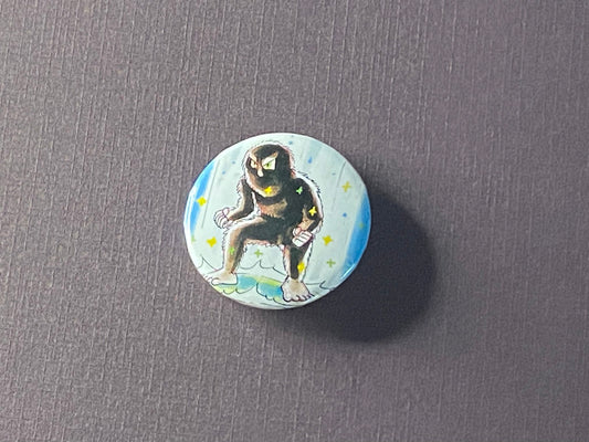 Power Up Blue Bigfoot - Upcycled MetaZoo Card Button Pin