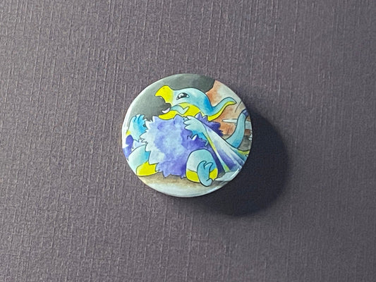 Chibi Quetza - Upcycled MetaZoo Card Button Pin