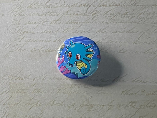 #116 Horsea - Upcycled Pokémon Card Button Pin