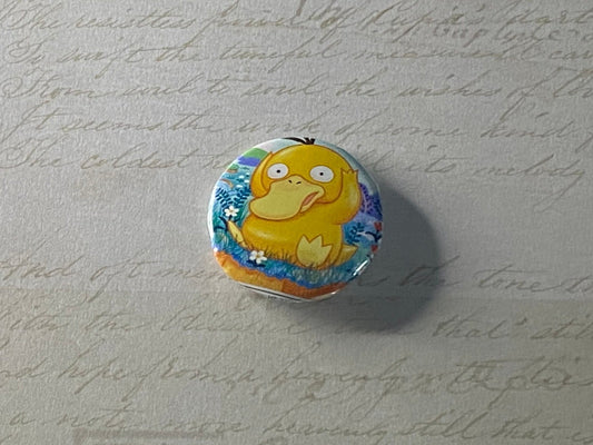 #054 Psyduck - Upcycled Pokémon Card Button Pin