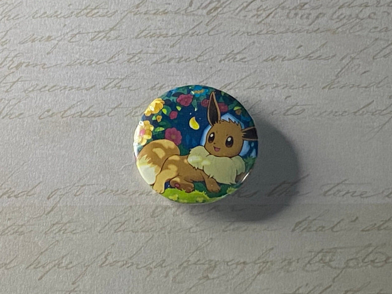 #133 Eevee - Upcycled Pokémon Card Button Pin