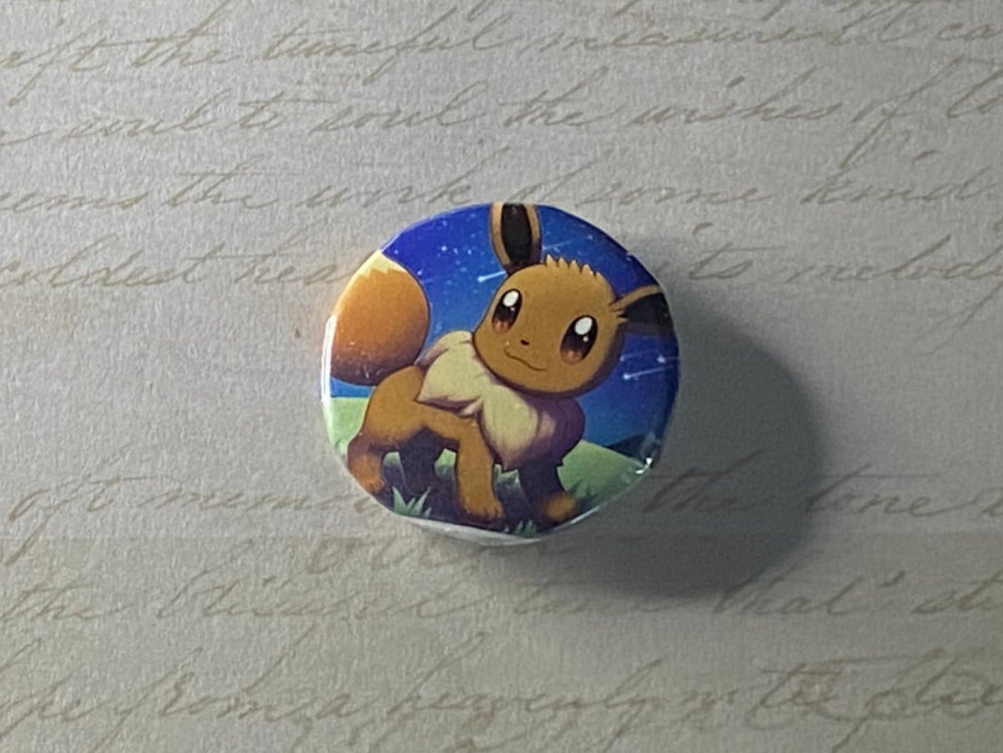 #133 Eevee - Upcycled Pokémon Card Button Pin