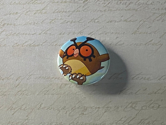 #163 Hoothoot - Upcycled Pokémon Card Button Pin
