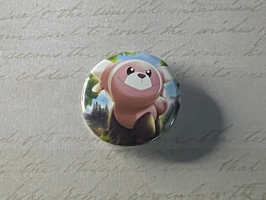 #759 Stufful - Upcycled Pokémon Card Button Pin
